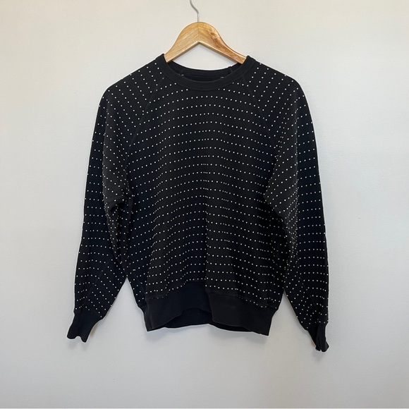 THE GREAT. Sweater The Swiss Dot College Sweatshirt Almost Black Size 0 XS - Picture 2 of 5